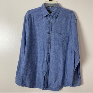 John Bartlett Men’s Flannel Button Down Shirt – Blue, Size Medium